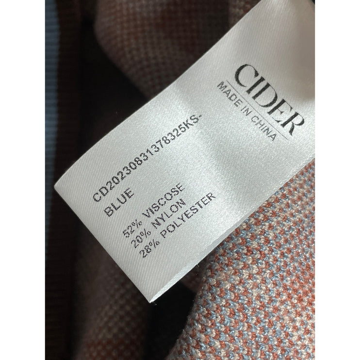Cider Women's Blue Short Sleeve Argyle Collar Loose Polo Shirt Sweater Size 4XL