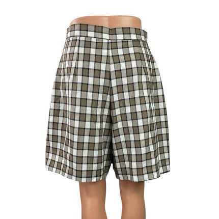 Maggie Lawrence Plaid Check High Rise Mini Flare A-Line Wrap Skort Skirt Size 10