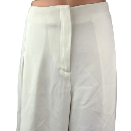 Zara Basic Women's White High Waisted Wide Leg Cropped Trouser Casual Pants Sz M