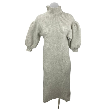 ASOS Women's Gray Long Balloon Sleeve Turtleneck Rib Knit Midi Sweater Dress 0
