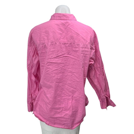 Gap Women's Pink Pocket Long Sleeve Collared Button Down Blouse Shirt Top Size S