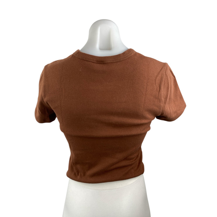Aritzia Sunday Best Women's Brown Crewneck Short Sleeve T Shirt Tee Top Size S