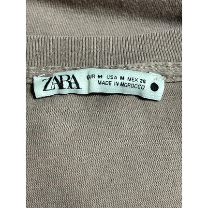 Zara Women's Tan Beige Sleeveless Crew Neck Boxy Muscle Tee Tank Top Size M