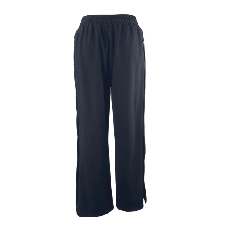 Women's Black High Rise Drawstring Button Wide Leg Trousers Sweat Pants Size S