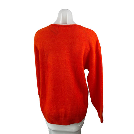 H&M Women's Orange Knit V Neck Long Raglan Sleeve Sweatshirt Sweater Top Size S