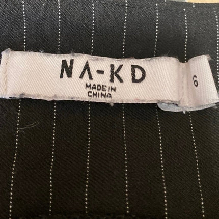 NA-KD Womens Black Pinstriped High Waisted Slim Flare Trousers Pants Size US 6