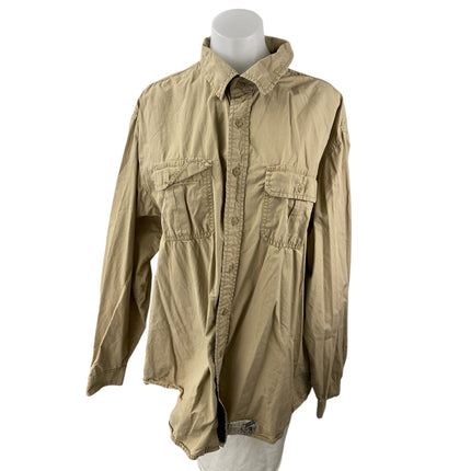 Old Navy Women's Brown Tan Collared Long Sleeve Oversized Pockets Shirt Top XL