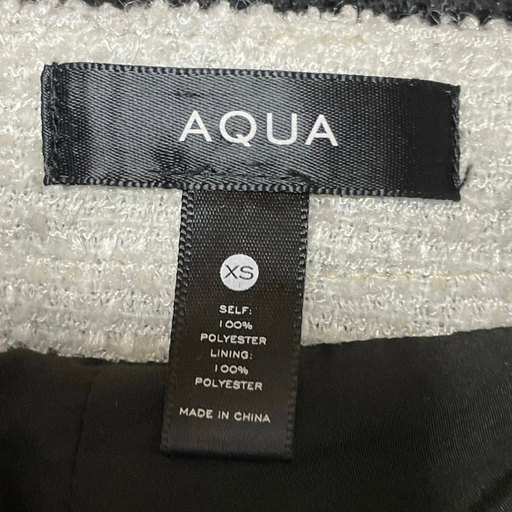 Aqua Women's Black Long Sleeve Cropped Tweed Button Up Cardigan Jacket Size XS