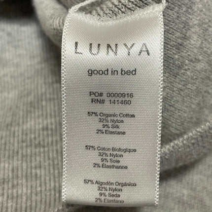 Lunya Cozy Women's Gray Cotton Silk Rib 1/4 Zip Pullover Cropped Sweater Size S