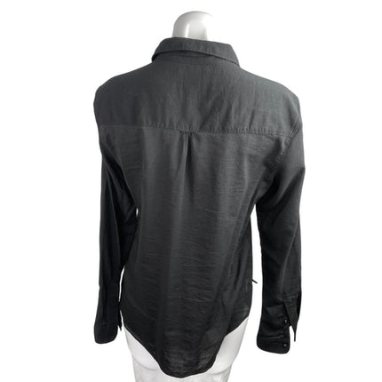 Abercrombie & Fitch Women's Black Long Sleeve Collared Button Down Shirt Top M