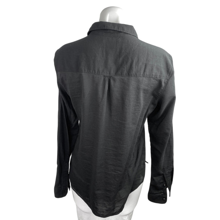 Abercrombie & Fitch Women's Black Long Sleeve Collared Button Down Shirt Top M