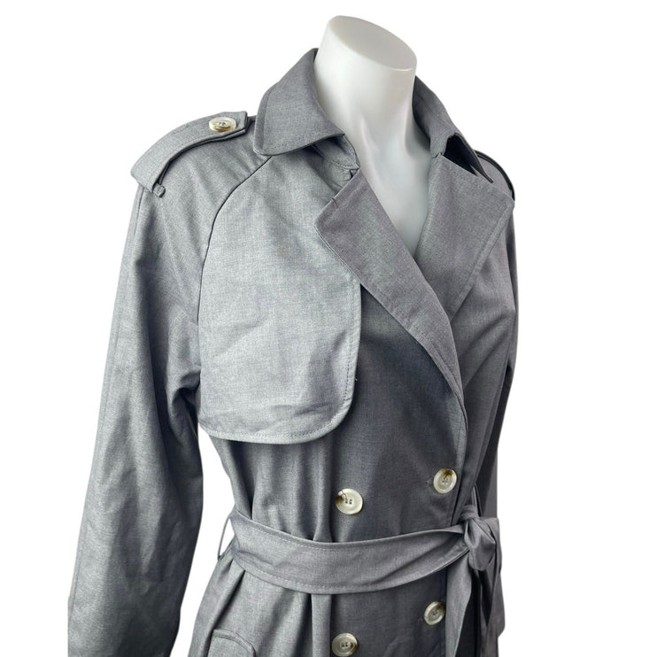 NEW Lioness Trencherous Women Slate Gray Double Breasted Tie Trench Coat Size XS