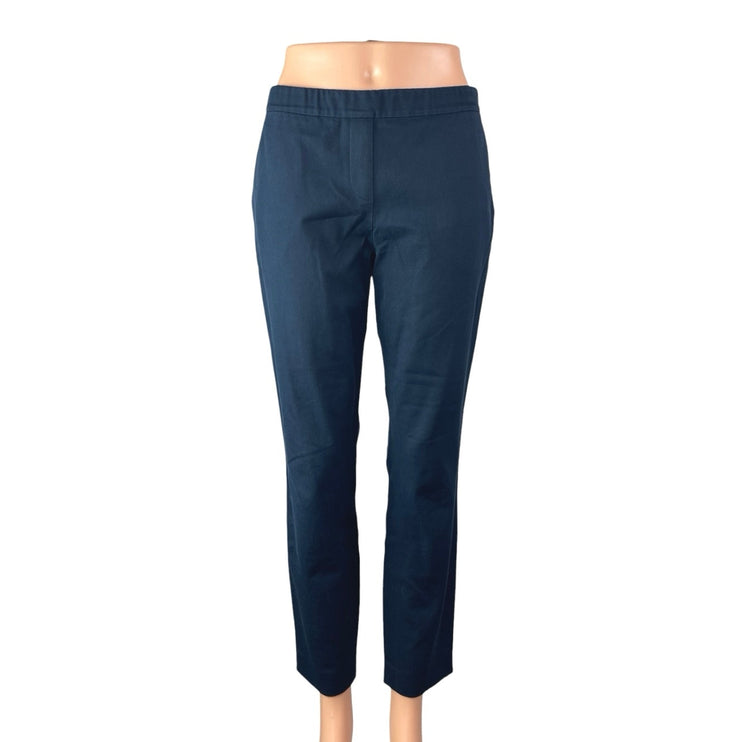 Theory Thaniel Bistretch Women's Blue Twill Slim-Fit Straight Trousers Pants 0