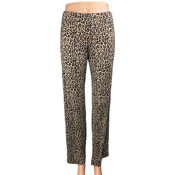Nordstrom Rack Womens Brown leopard Animal Print Wide Leg Sleepwear Pajamas Sz S