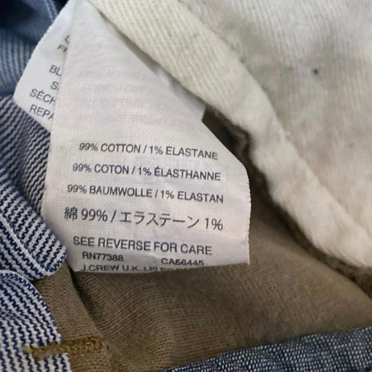 J.Crew Men's Tan Khaki Tapered Leg Mid Rise Stretch Trousers Dress Pants Size 30