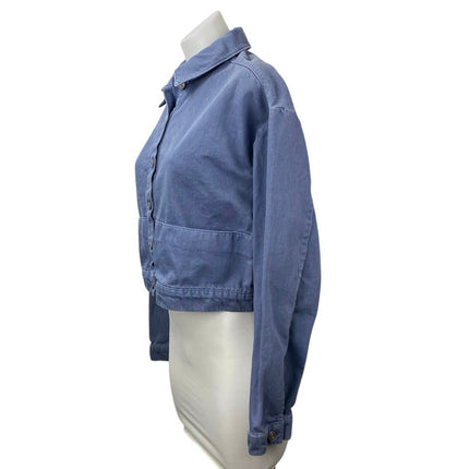 Urban Outfitters Women's Blue Collar Button Down Long Sleeve Crop Denim Jacket M