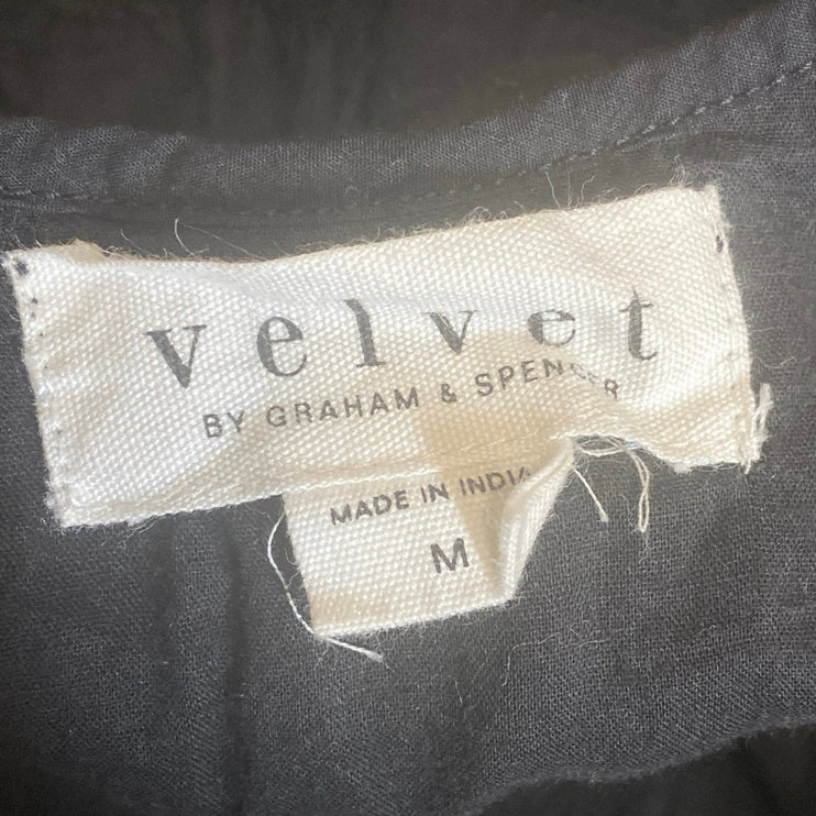 Velvet by Graham & Spencer Black Lace Pintuck Sleeveless Cami Mini Swing Dress M