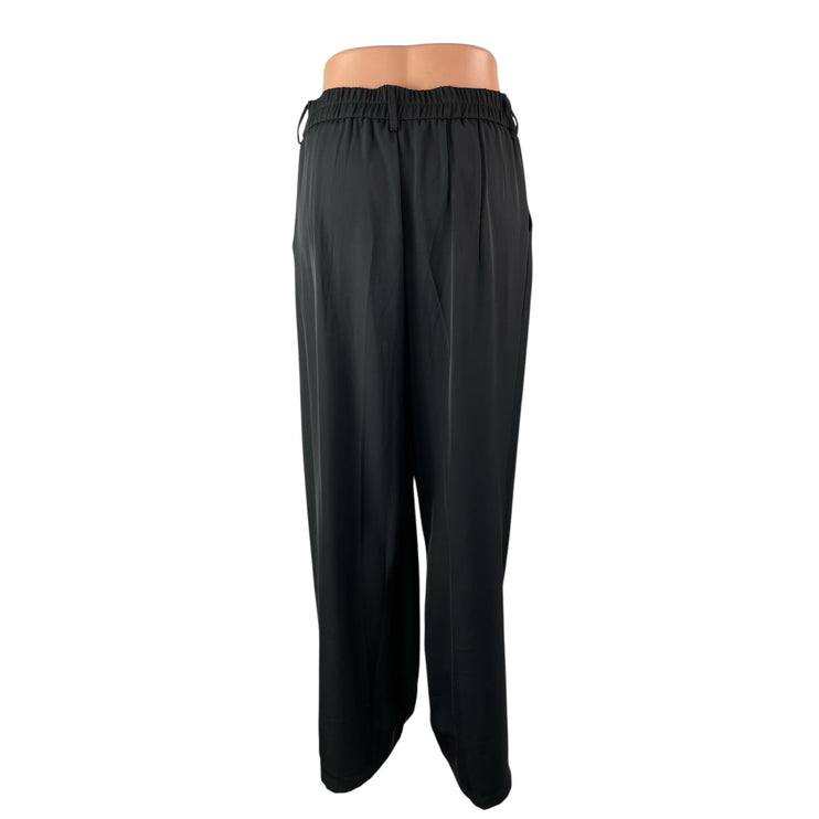 Sassy Zoey Women's Black High Waisted Pleated Wide Leg Trousers Dress Pants Sz M