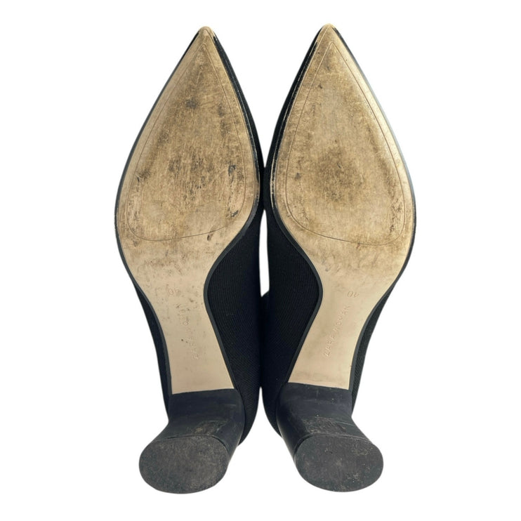 Zara Women's Black Stretch-Knit Pointed Toe Slip-On Heeled Sock Ankle Boot Sz 9