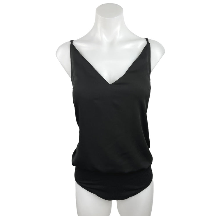 TOPSHOP Black V-Neck Sleeveless Blouson Crisscross Spaghetti Strap Bodysuit 12