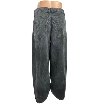 Zara Women's Black Washed High Rise Palazzo Wide Leg Baggy Denim Jeans Size 4