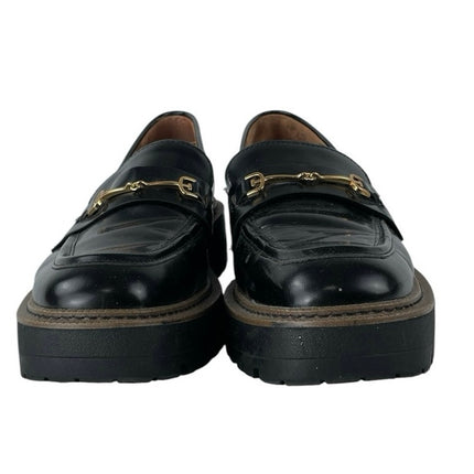 Sam Edelman Laurs Black Leather Chunky Lug Sole Slip On Platform Loafer Shoes 10