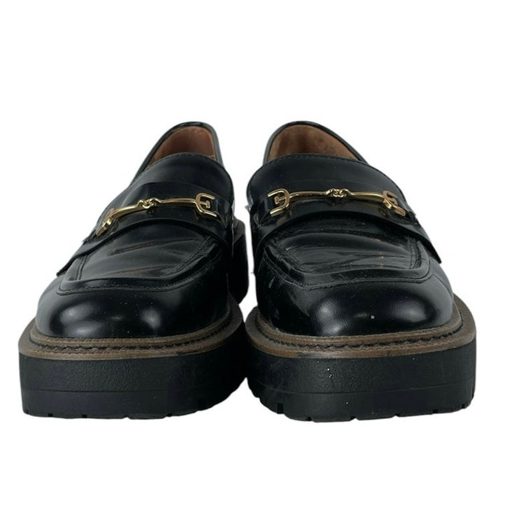Sam Edelman Laurs Black Leather Chunky Lug Sole Slip On Platform Loafer Shoes 10