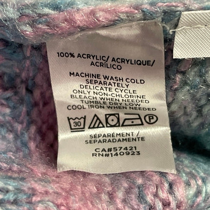 Ann Taylor LOFT Rainbow Spacedye Knit Striped Pastel Crew Neck Sweater Top Sz L