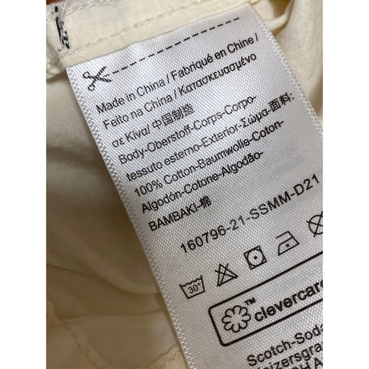 Scotch & Soda Men's Cream Argyle Short Sleeve Pocket Button Down Shirt Top Sz S