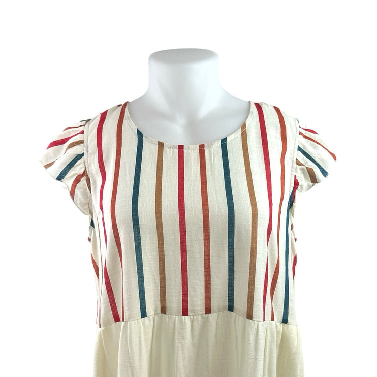 Margaux Riviera Multicolor Striped Colorblock Tiered Midi Shift Dress Size XL