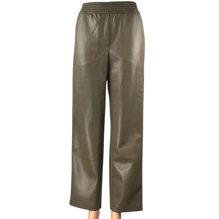Aritzia Wilfred Brown Faux Vegan Leather Wide Leg High Waist Trousers Pants 2XS