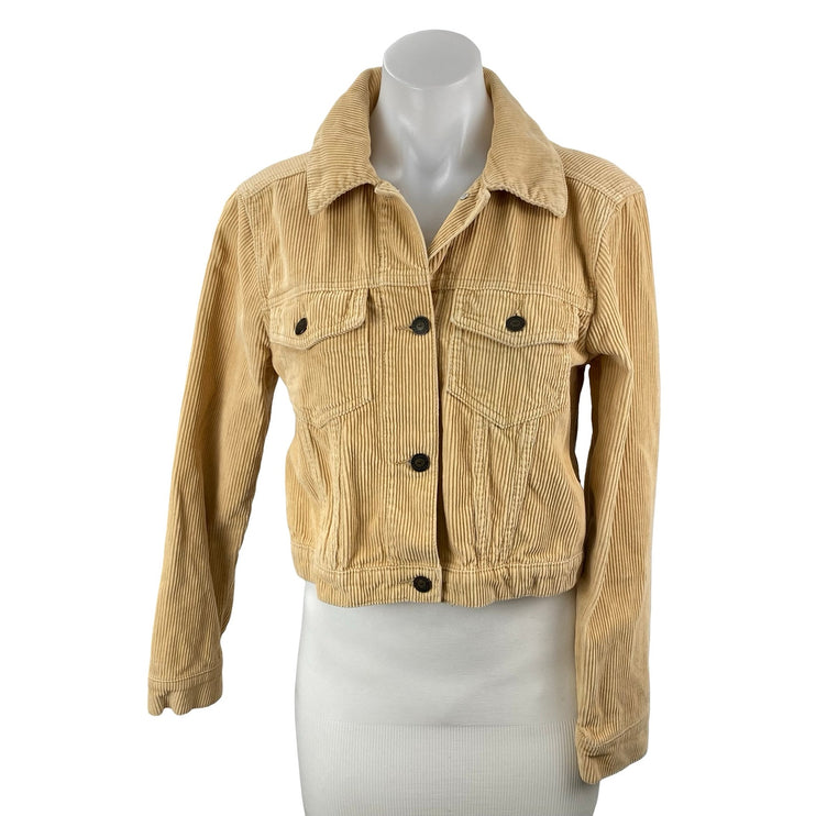 Hollister Women's Tan Corduroy Long Sleeve Button Up Trucker Shirt Jacket Size S