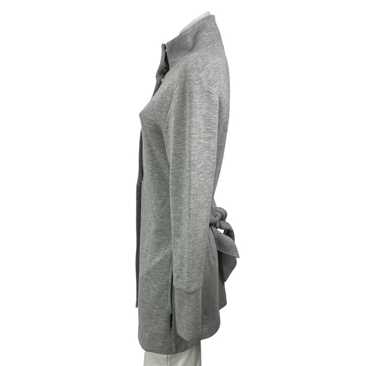 Varley Women's Gray High Neck Long Sleeve Snap Tie Waist Wrap Coat Jacket Size M