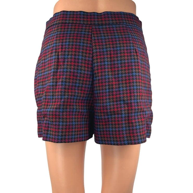 Zara Multicolor Plaid Houndstooth Pocket High Waisted Mini Skirt Skort Size M
