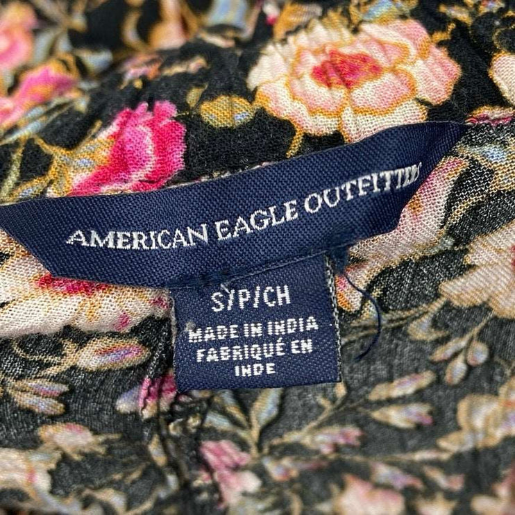 American Eagle Outfitters Multicolor Floral Print Tie Waist Paperbag Shorts Sz S