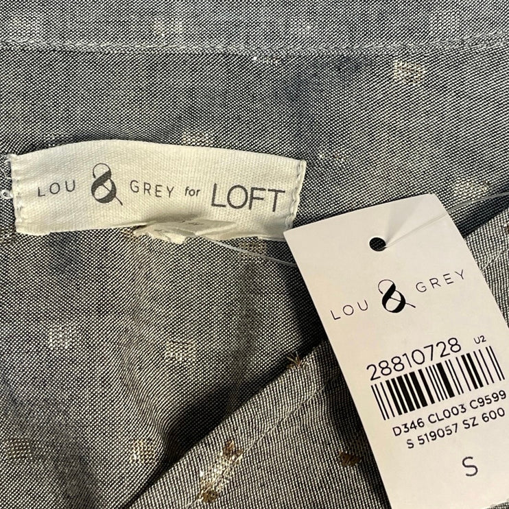 Lou & Grey Women's Gray Gold Long Sleeve V Neck Hi Low Blouse Shirt Top Size S