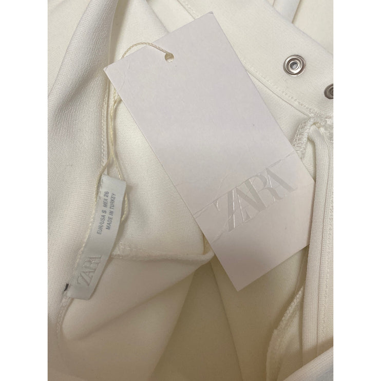 NEW Zara Women's White High Rise Flare Bootcut Bell Bottom Trousers Pants Size S