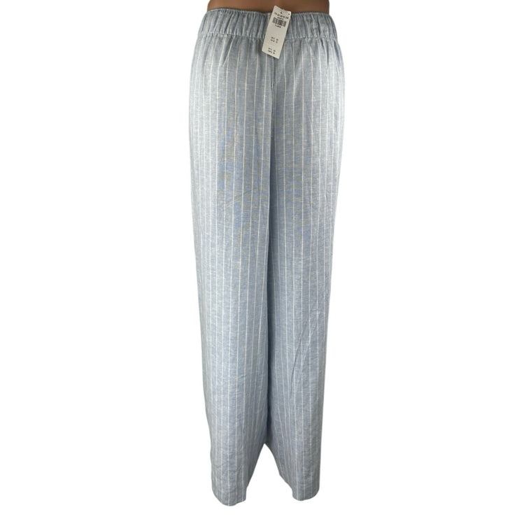 NEW Abercrombie & Fitch Blue Striped High Rise Wide Leg Trousers Pants Size XL