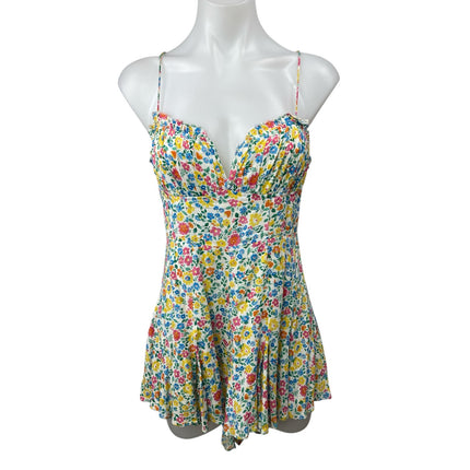 Victoria + Sophia Multicolor Floral Sleeveless Cami Sweetheart Romper Shorts M