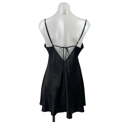 Victoria's Secret Black Silky Satin Sleeveless Cami Camisole Mini Slip Dress M