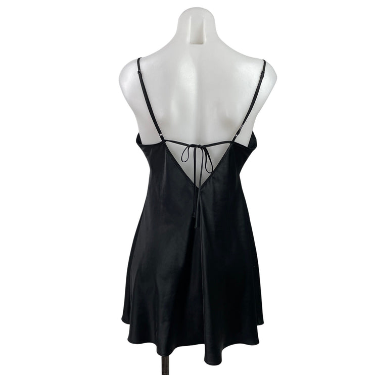 Victoria's Secret Black Silky Satin Sleeveless Cami Camisole Mini Slip Dress M