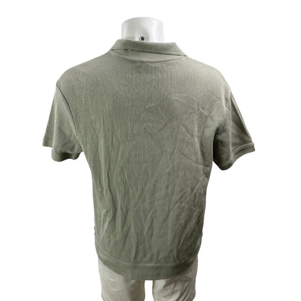 Zara Men's Gray Ribbed Knit Short Sleeve Collared Casual Polo Shirt Top Size XXL