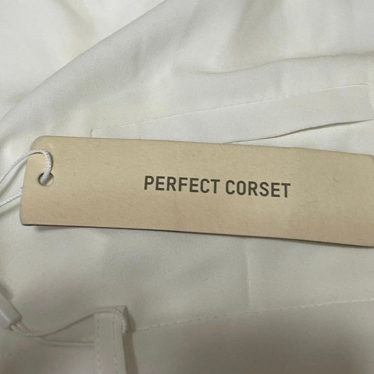 NEW Perfect Corset Women's White High Rise Wide Leg Straight Trousers Pants S