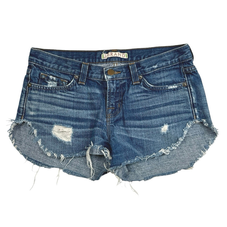 J.Brand Blue Mid Rise Medium Wash Distressed Cut Off Denim Jean Shorts Size 32