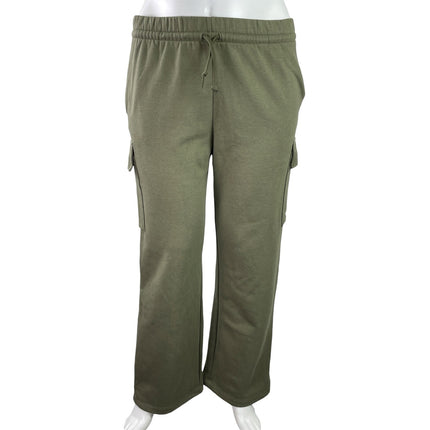 Adidas Essentials Women's Olive Green Linear Fleece Activewear Cargo Pants Sz XL