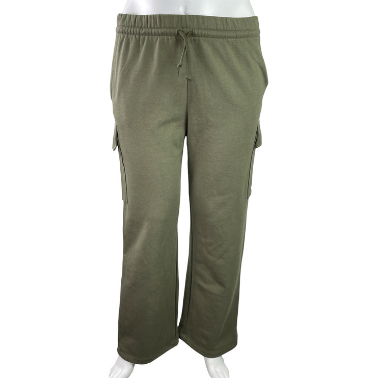 Adidas Essentials Women's Olive Green Linear Fleece Activewear Cargo Pants Sz XL