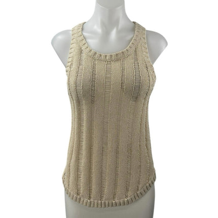 Club Monaco Beige Crochet Rib Open Knit Sleeveless Racerback Tank Top Size S