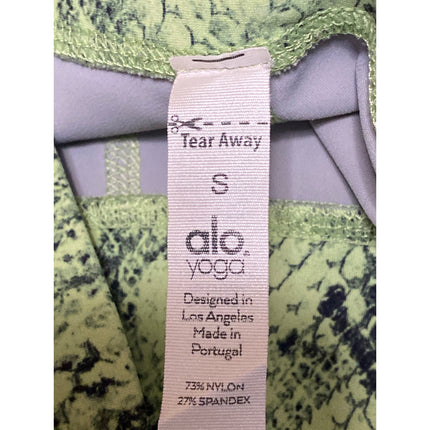 Alo Yoga Vapor Snakeskin Green Sports Bra High Rise Leggings Two Piece Set Sz S