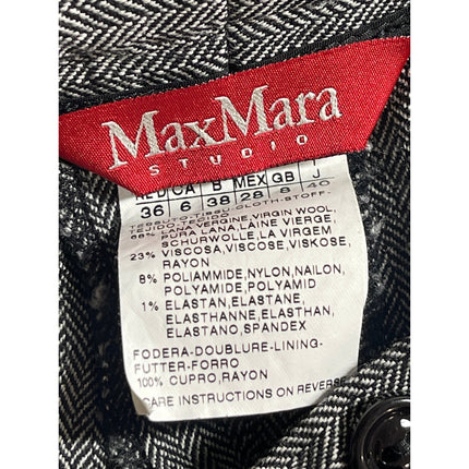 Max Mara Women's Gray Wool Mid Rise Flare Wide Leg Trousers Office Dress Pants 6