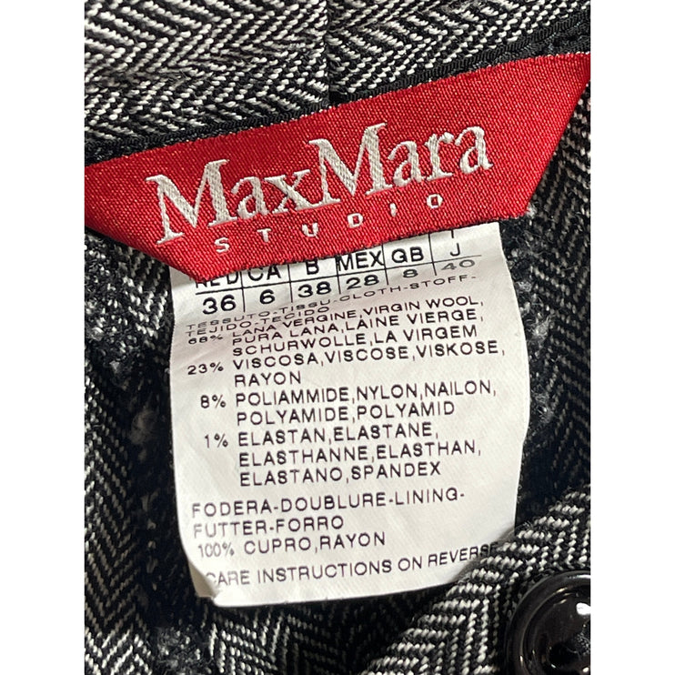 Max Mara Women's Gray Wool Mid Rise Flare Wide Leg Trousers Office Dress Pants 6